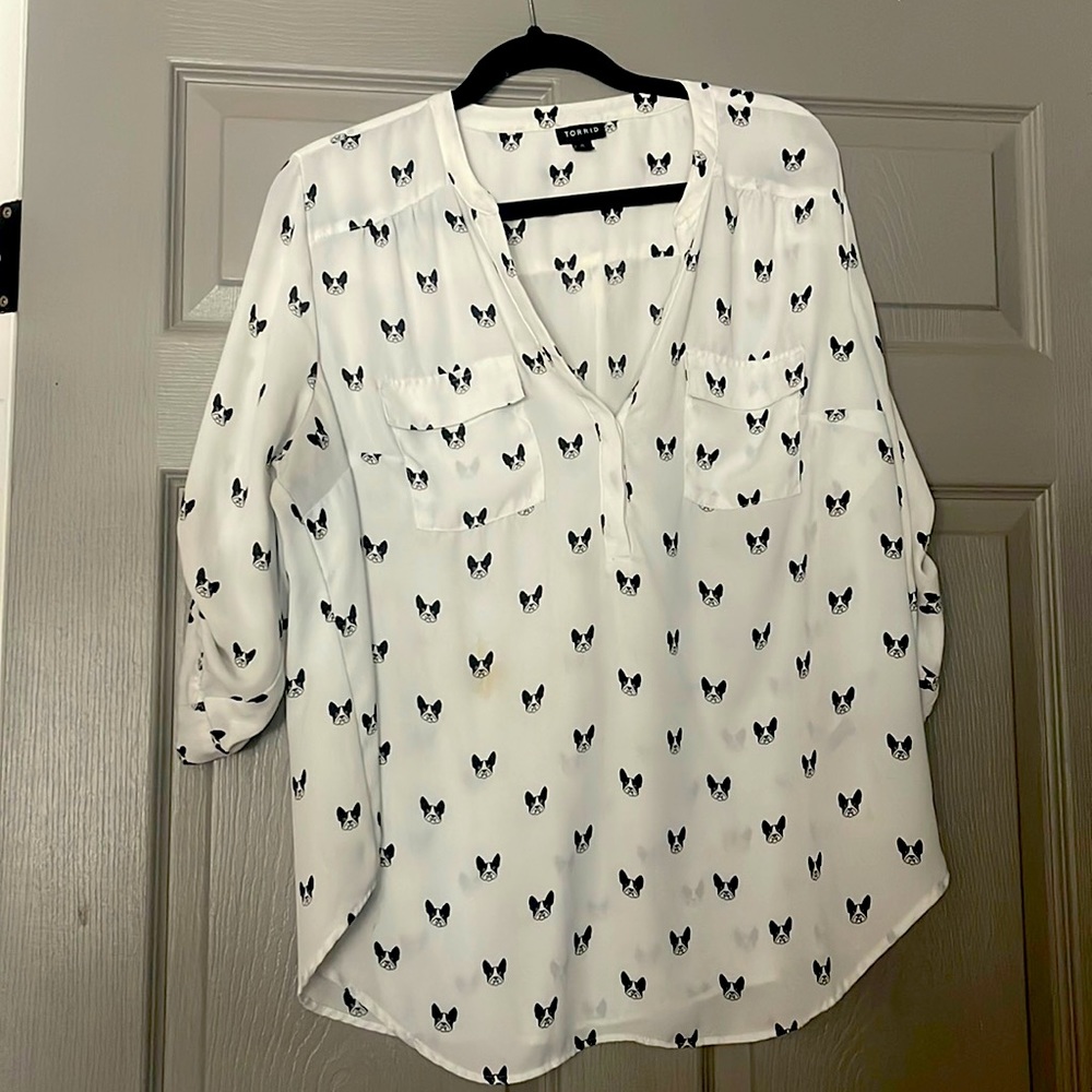 Cute Torrid Boston Terrier Blouse